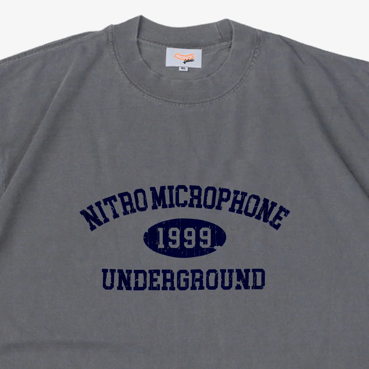 Raidback Fabric × Nitro Microphone Underground "90's Background" Pigment Dye Crack Ink Tee